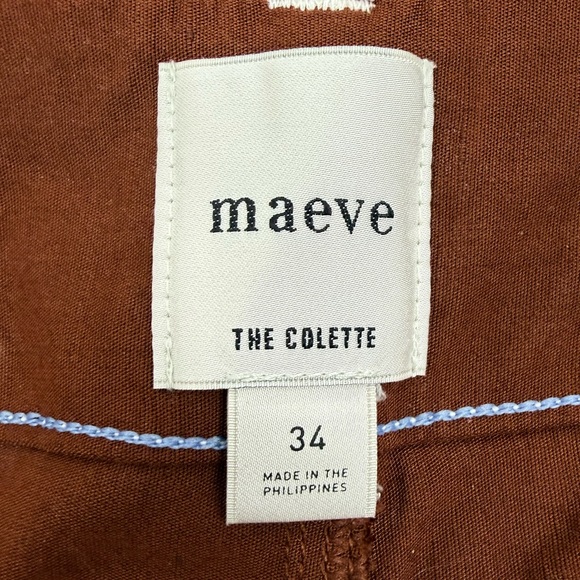 Maeve X Anthropologie Colette Crop Wide Leg Pant Merrick White Contrast Stitch - Picture 12 of 14